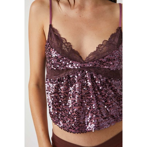 FREE PEOPLE Right Rhythm Sequin Cami / Wine Combo - Picture 10 of 11